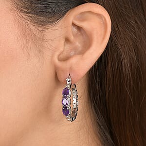 EverTrue African Amethyst 2.50 ctw Earrings in Stainless Steel