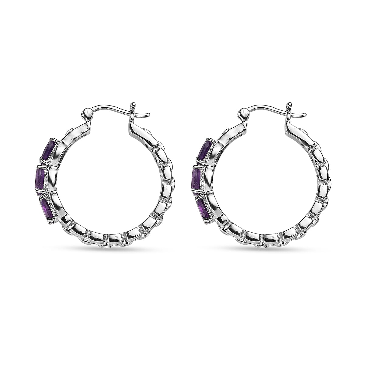 EverTrue African Amethyst 2.50 ctw Earrings in Stainless Steel image number 3