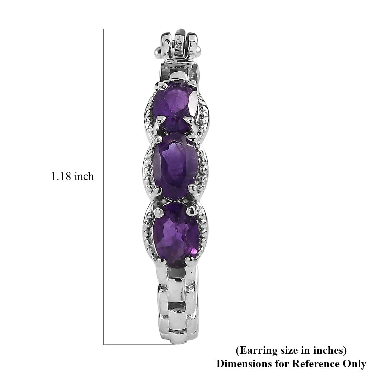 EverTrue African Amethyst 2.50 ctw Earrings in Stainless Steel image number 4