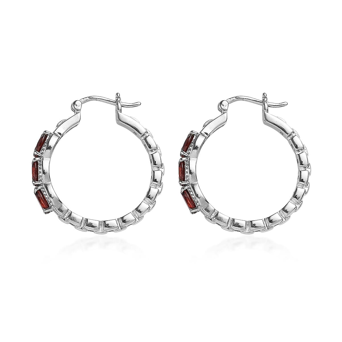 EverTrue Mozambique Garnet 4.25 ctw Earrings in Stainless Steel image number 3