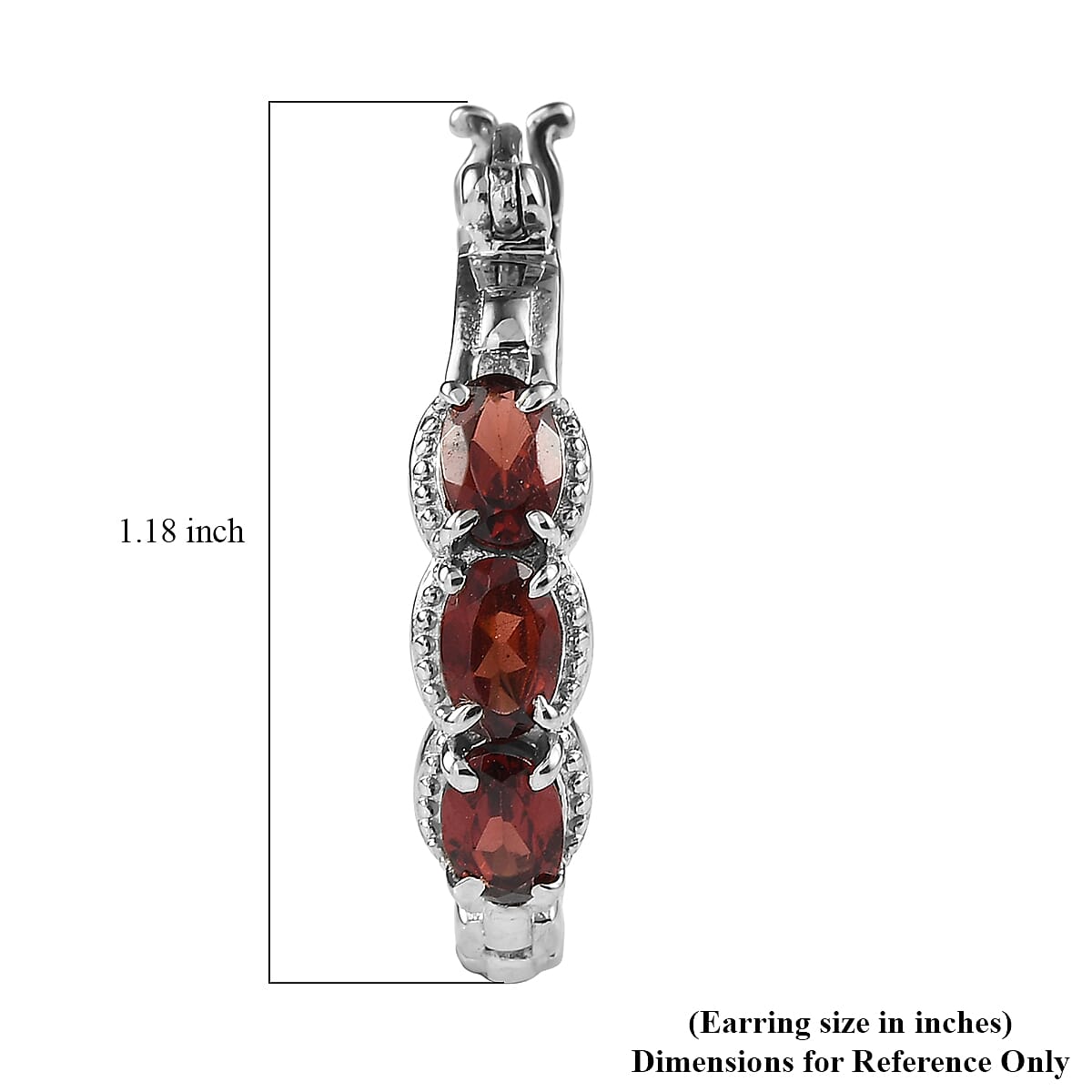 EverTrue Mozambique Garnet 4.25 ctw Earrings in Stainless Steel image number 4