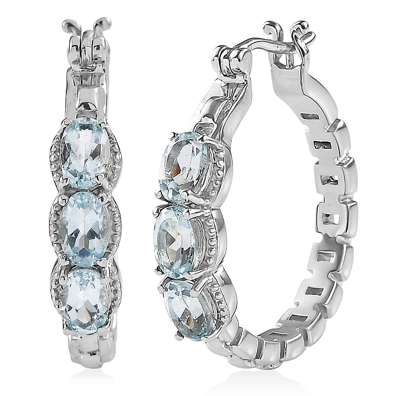 EverTrue Sky Blue Topaz 4.35 ctw Earrings in Stainless Steel