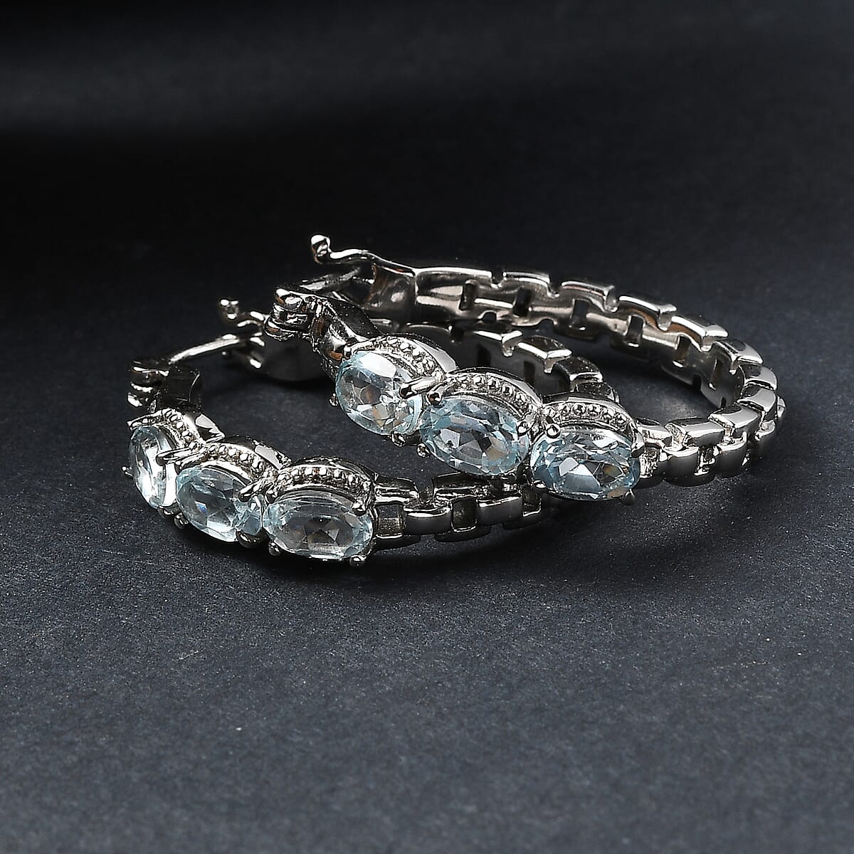 EverTrue Sky Blue Topaz 4.35 ctw Earrings in Stainless Steel image number 1