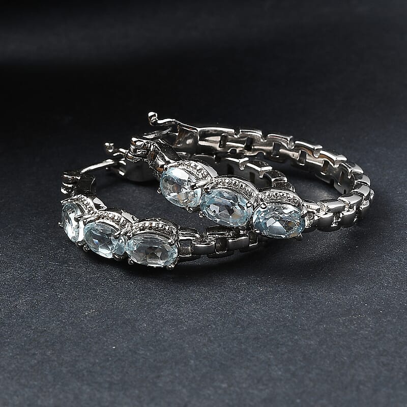 EverTrue Sky Blue Topaz 4.35 ctw Earrings in Stainless Steel