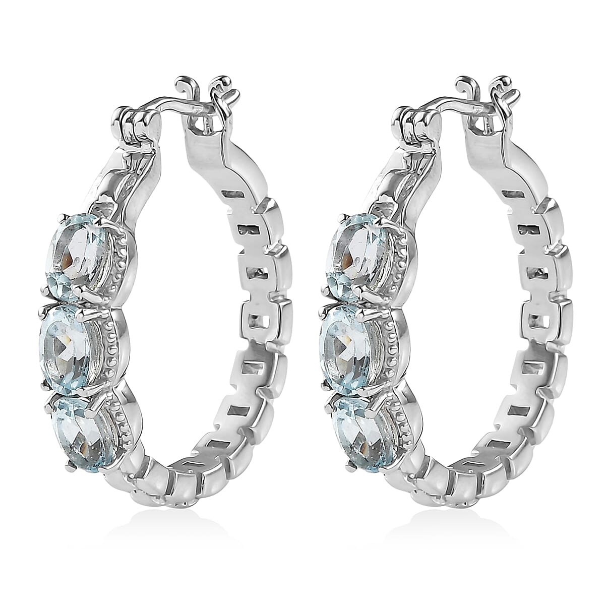 EverTrue Sky Blue Topaz 4.35 ctw Earrings in Stainless Steel image number 3
