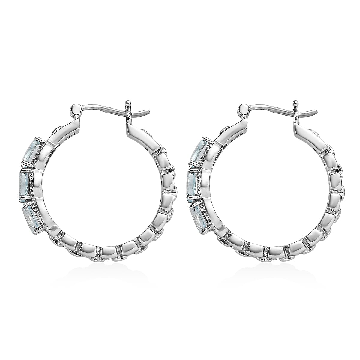 EverTrue Sky Blue Topaz 4.35 ctw Earrings in Stainless Steel image number 4