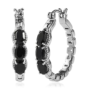 EverTrue Thai Black Spinel 3.60 ctw Earrings in Stainless Steel