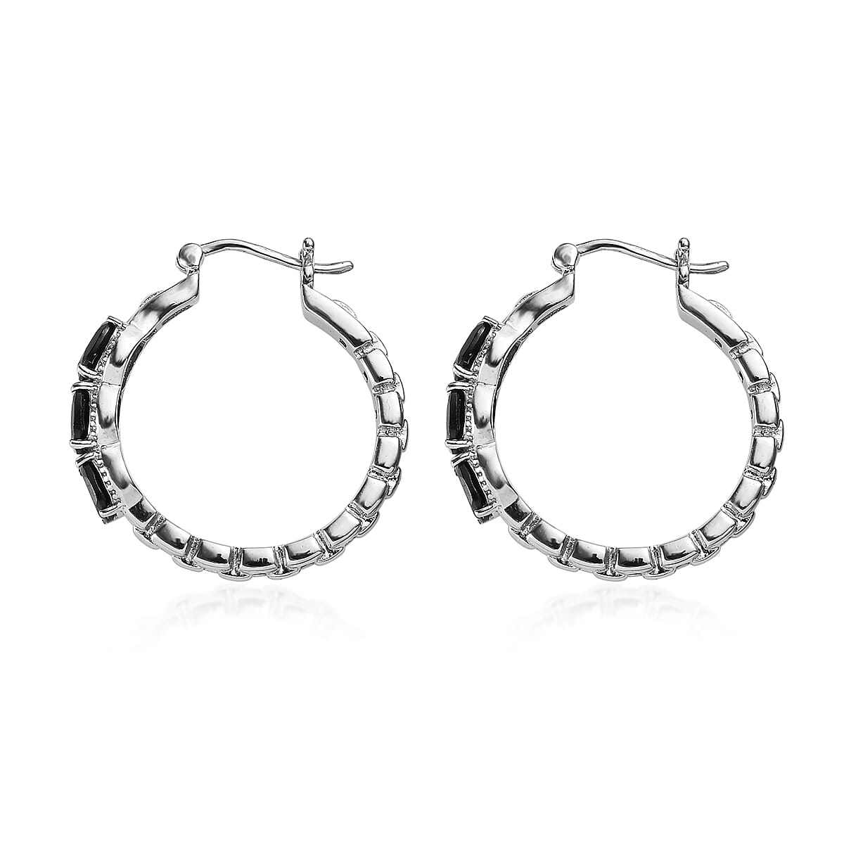 EverTrue Thai Black Spinel 3.60 ctw Earrings in Stainless Steel image number 3