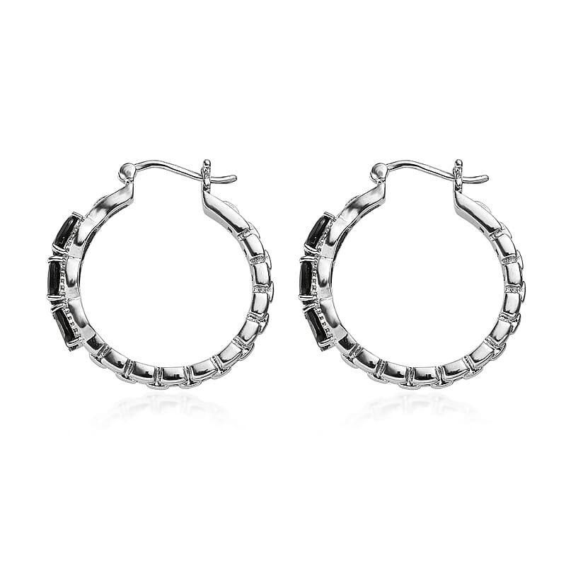 EverTrue Thai Black Spinel 3.60 ctw Earrings in Stainless Steel