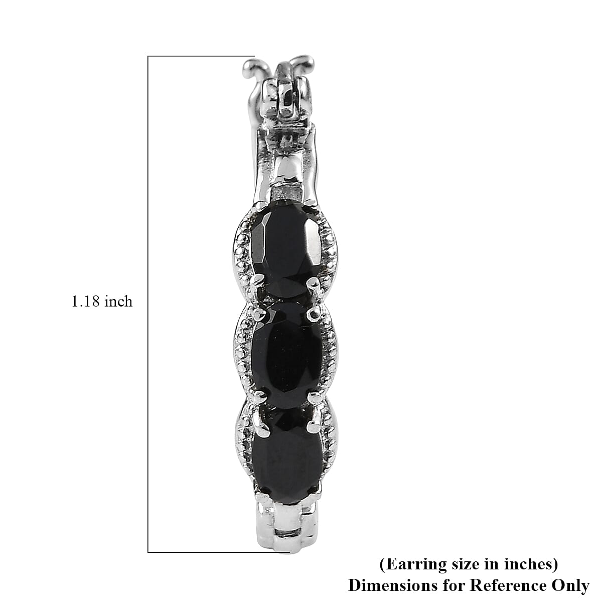 EverTrue Thai Black Spinel 3.60 ctw Earrings in Stainless Steel image number 4