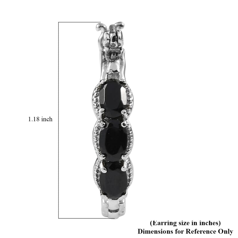 EverTrue Thai Black Spinel 3.60 ctw Earrings in Stainless Steel