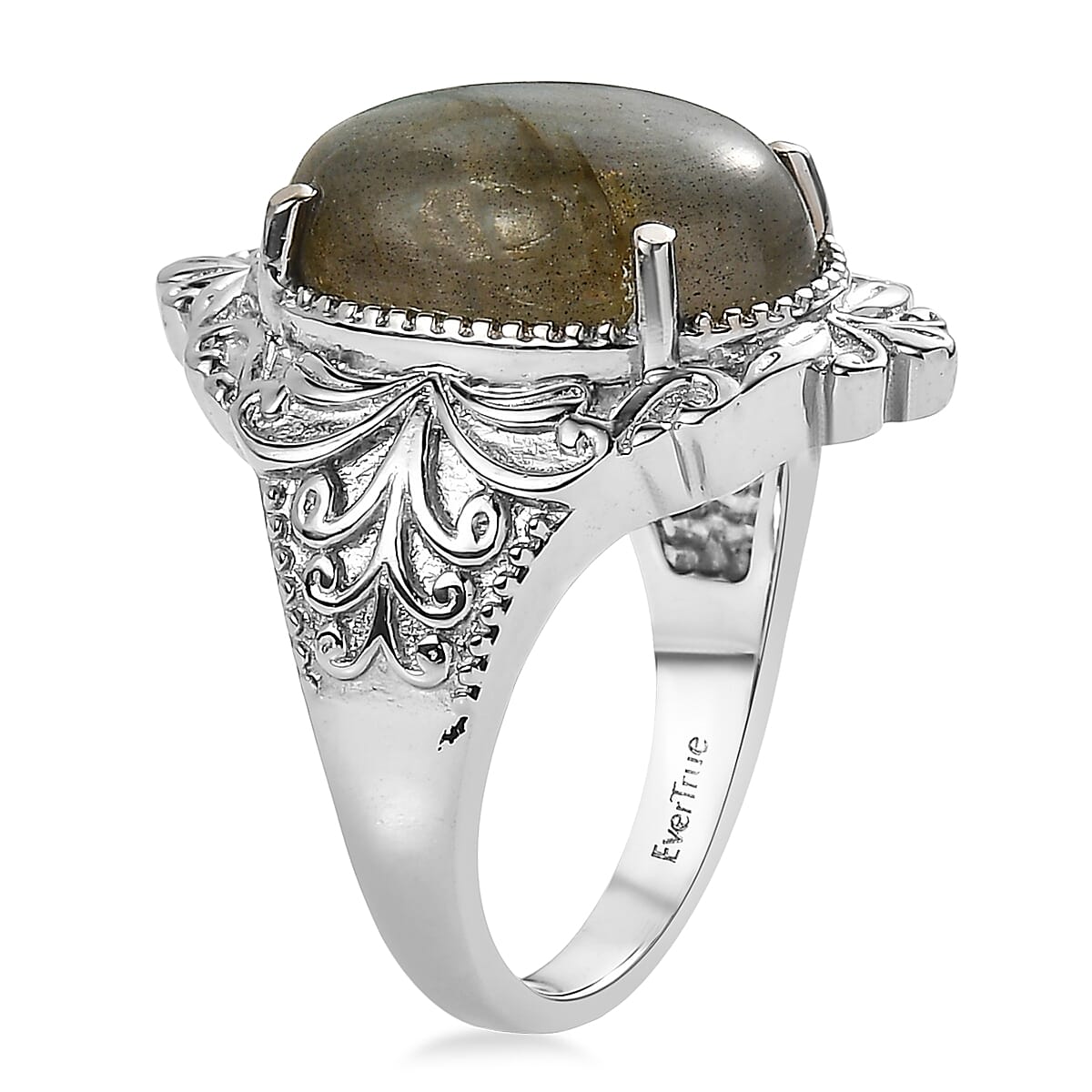 EverTrue Malagasy Labradorite 11.10 ctw Ring in Stainless Steel (Size 10.0) image number 3