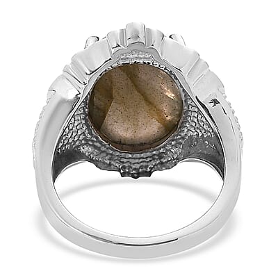 EverTrue Malagasy Labradorite 11.10 ctw Ring in Stainless Steel (Size 10.0)
