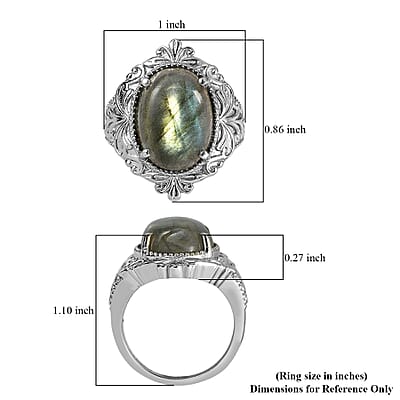 EverTrue Malagasy Labradorite 11.10 ctw Ring in Stainless Steel (Size 10.0)