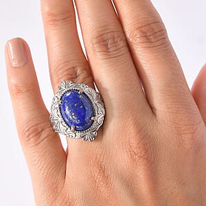 EverTrue Lapis Lazuli 10.70 ctw Ring in Stainless Steel (Size 10.0)