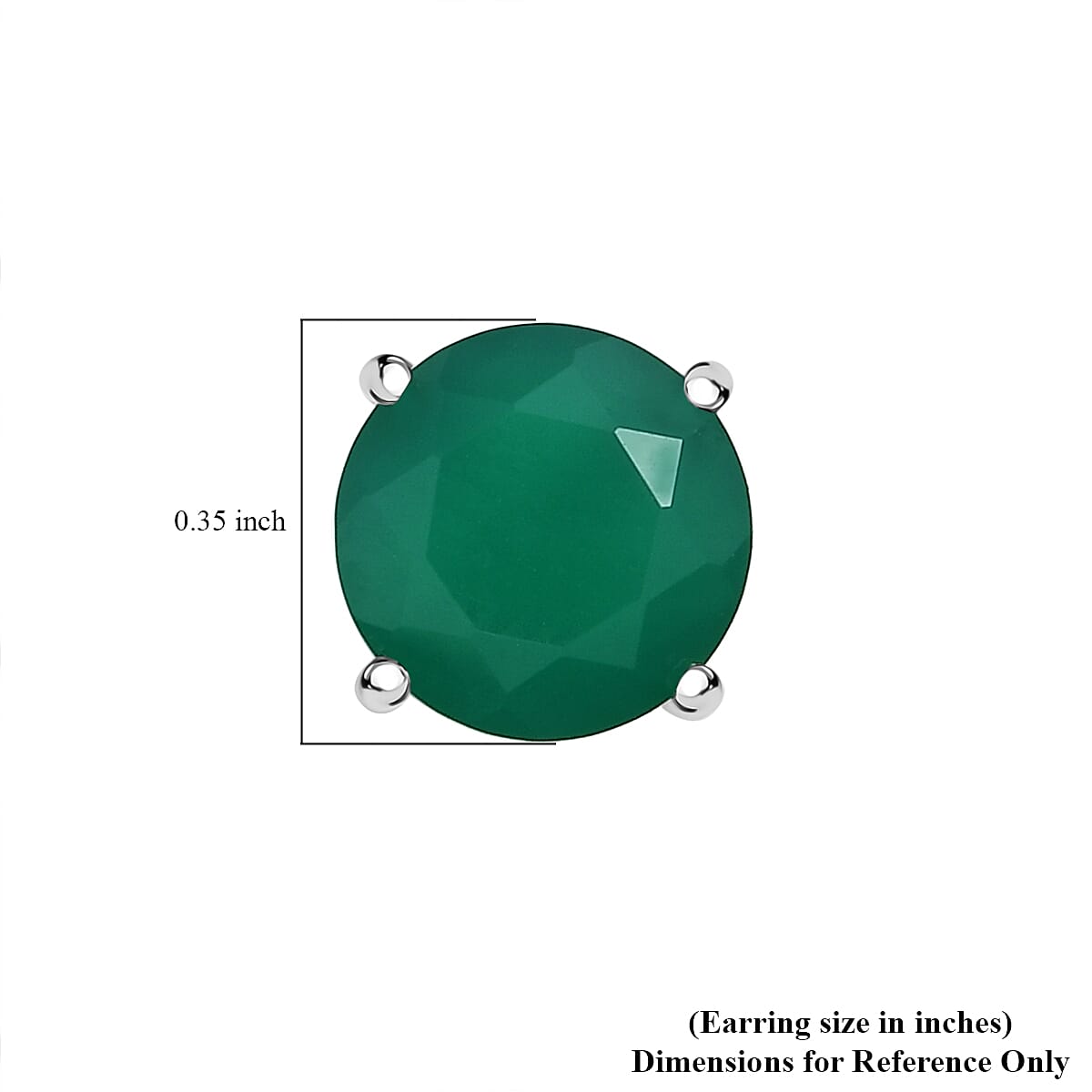 D'Joy Verde Onyx 3.60 ctw Solitaire Stud Earrings in Rhodium Over Sterling Silver