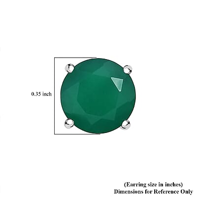D'Joy Verde Onyx 3.60 ctw Solitaire Stud Earrings in Rhodium Over Sterling Silver