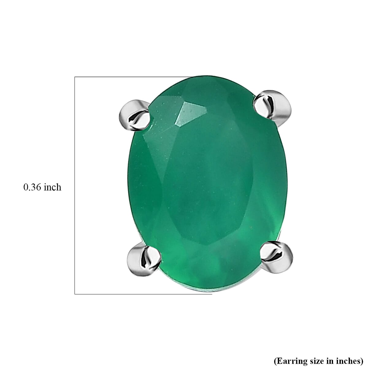 D'Joy Verde Onyx 2.20 ctw Solitaire Stud Earrings in Rhodium Over Sterling Silver image number 5