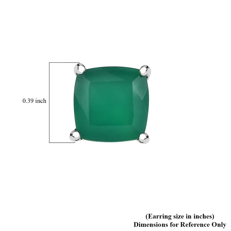 D'Joy Verde Onyx 4.10 ctw Solitaire Stud Earrings in Rhodium Over Sterling Silver