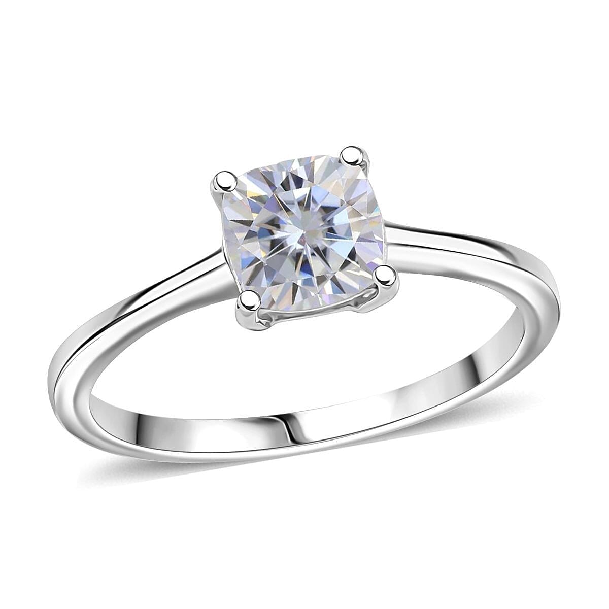 D'Joy Moissanite 1.00 ctw Solitaire Ring in Platinum Over Sterling Silver (Size 10.0)