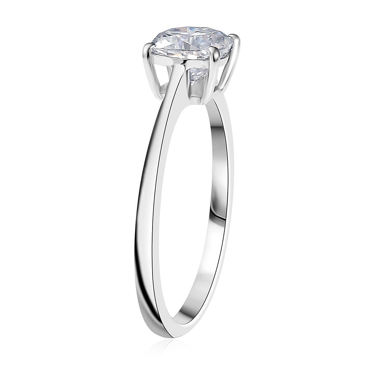 D'Joy Moissanite 1.00 ctw Solitaire Ring in Platinum Over Sterling Silver (Size 10.0)