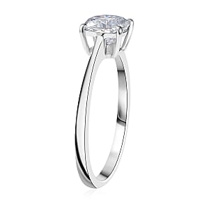 D'Joy Moissanite 1.00 ctw Solitaire Ring in Platinum Over Sterling Silver (Size 10.0)