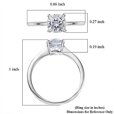 D'Joy Moissanite 1.00 ctw Solitaire Ring in Platinum Over Sterling Silver (Size 10.0)
