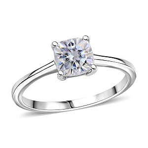 D'Joy Moissanite 1.00 ctw Solitaire Ring in Platinum Over Sterling Silver (Size 6.0)