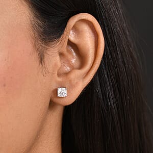 D'Joy Moissanite 2.00 ctw Solitaire Stud Earrings in Platinum Over Sterling Silver