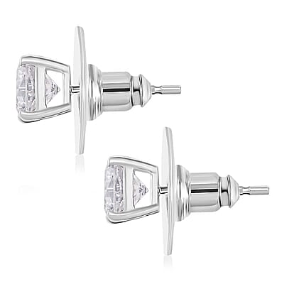 D'Joy Moissanite 2.00 ctw Solitaire Stud Earrings in Platinum Over Sterling Silver