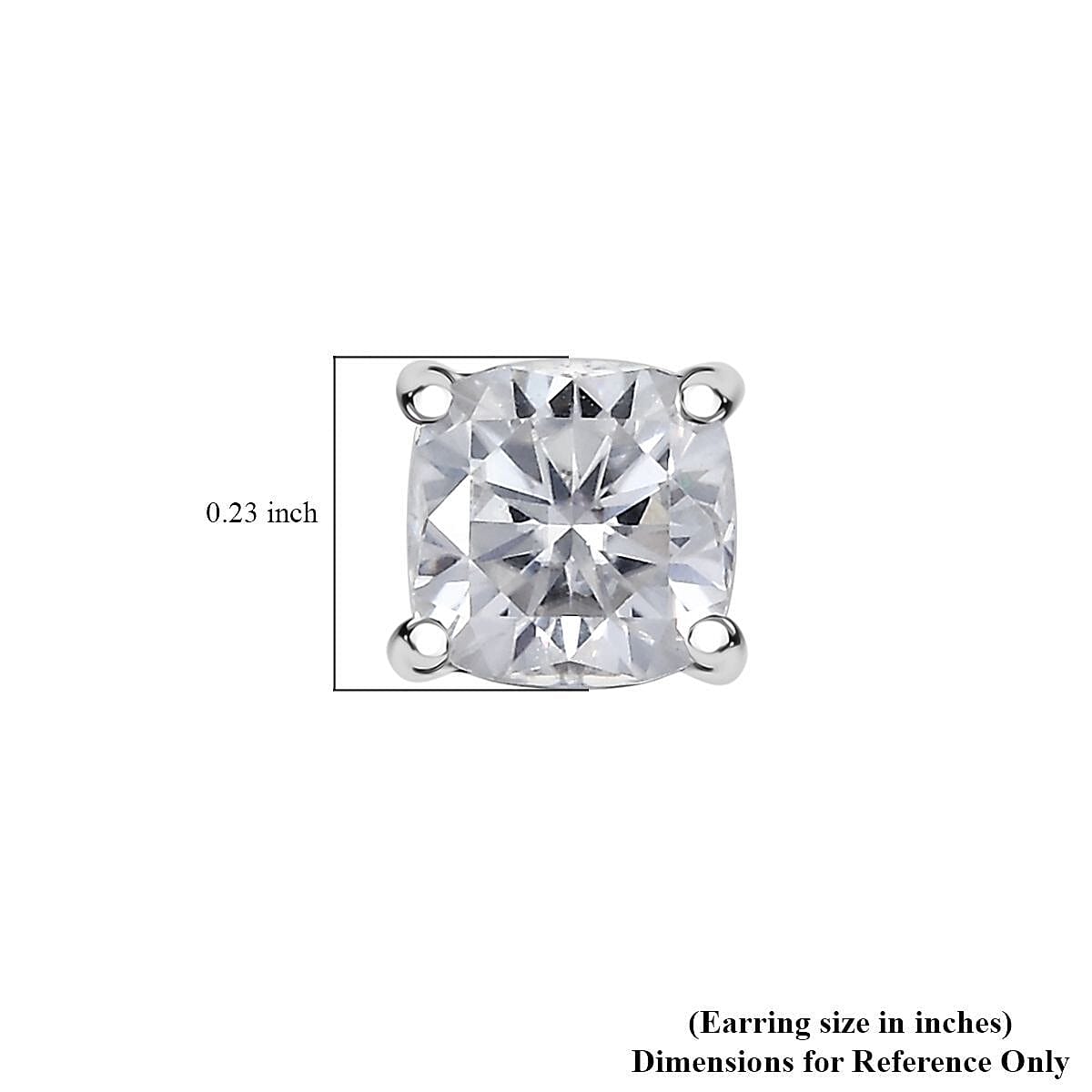 D'Joy Moissanite 2.00 ctw Solitaire Stud Earrings in Platinum Over Sterling Silver image number 5