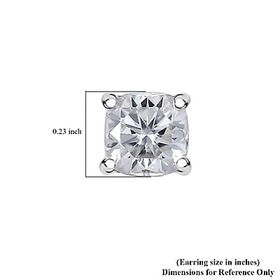 D'Joy Moissanite 2.00 ctw Solitaire Stud Earrings in Platinum Over Sterling Silver
