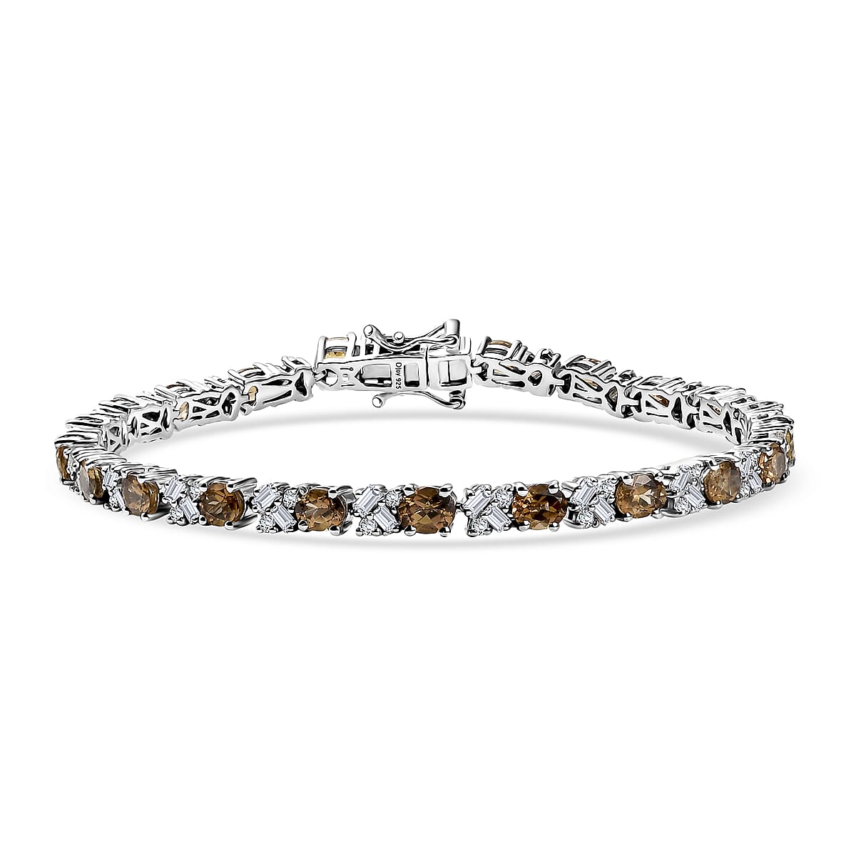 D'Joy Golden Turkizite and Moissanite 9.30 ctw Bracelet in Rhodium Over Sterling Silver (7.25 In) image number 0