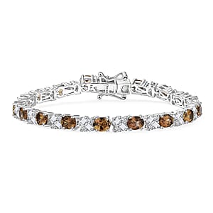 D'Joy Golden Turkizite and Moissanite 8.30 ctw Bracelet in Rhodium Over Sterling Silver (6.50 In)