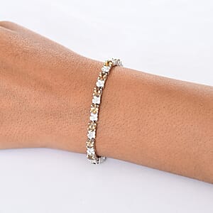 D'Joy Golden Turkizite and Moissanite 8.30 ctw Bracelet in Rhodium Over Sterling Silver (6.50 In)