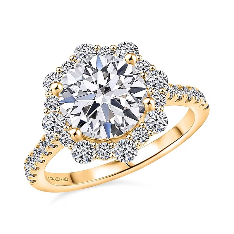 Certified and Appraised 14K Yellow Gold Luxuriant Lab Grown Diamond (RD 3.00ct) (VS2) Ring (Size 11.0) 3.50 ctw