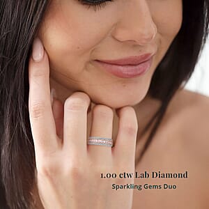 Luxuriant Lab Grown Pink Diamond (IR) and Lab Grown Diamond VS 1.00 ctw  Regal Aura Ring in 14K White and Rose Gold (Size 10.0)