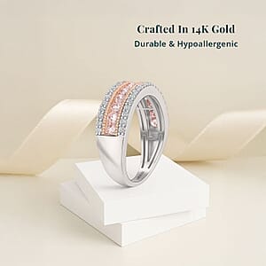 Luxuriant Lab Grown Pink Diamond (IR) and Lab Grown Diamond VS 1.00 ctw  Regal Aura Ring in 14K White and Rose Gold (Size 10.0)
