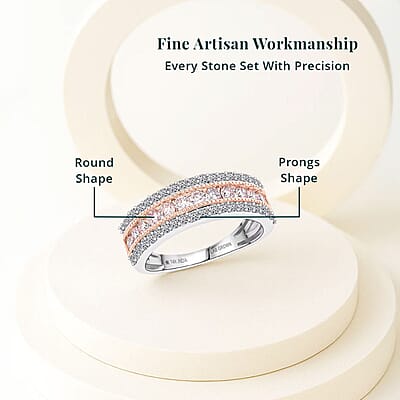 Luxuriant Lab Grown Pink Diamond (IR) and Lab Grown Diamond VS 1.00 ctw  Regal Aura Ring in 14K White and Rose Gold (Size 10.0)
