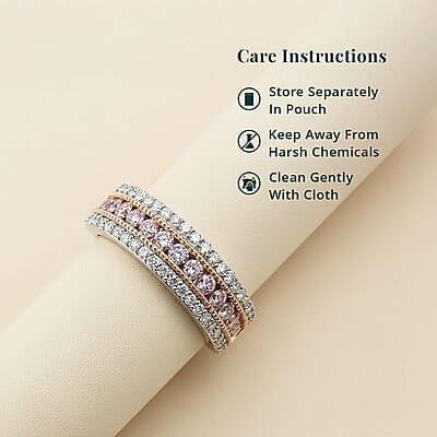 Luxuriant Lab Grown Pink Diamond (IR) and Lab Grown Diamond VS 1.00 ctw  Regal Aura Ring in 14K White and Rose Gold (Size 10.0)