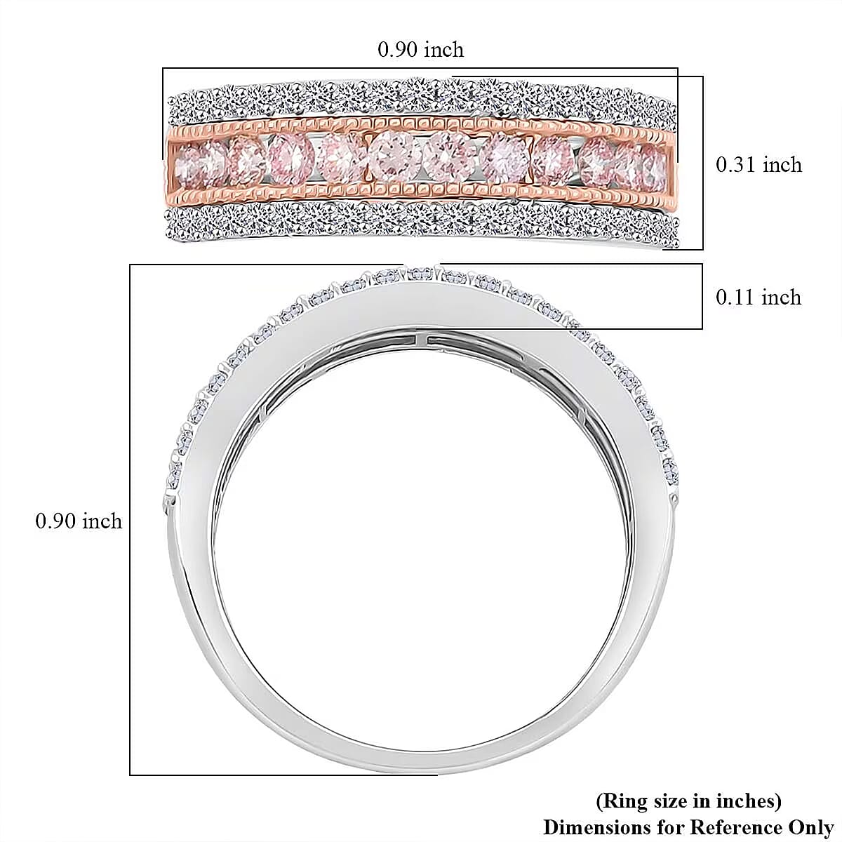 Luxuriant Lab Grown Pink Diamond (IR) and Lab Grown Diamond VS 1.00 ctw Ring in 14K White and Rose Gold (Size 10.0) image number 6