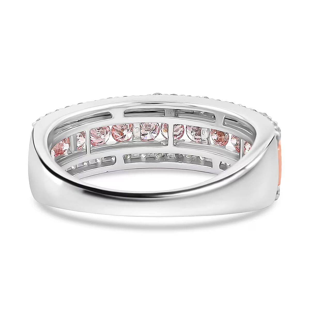 Luxuriant Lab Grown Pink Diamond (IR) and Lab Grown Diamond VS 1.00 ctw Ring in 14K White and Rose Gold (Size 10.0) image number 7
