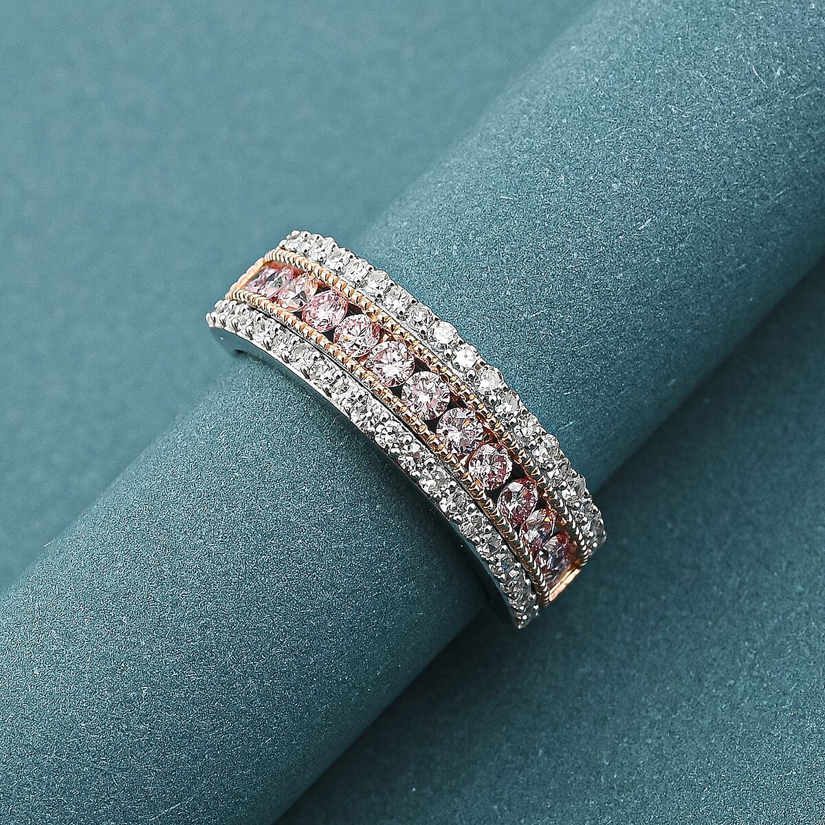 Luxuriant Lab Grown Pink Diamond (IR) and Lab Grown Diamond VS 1.00 ctw Ring in 14K White and Rose Gold (Size 6.0) image number 1