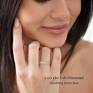 Luxuriant Lab Grown Pink Diamond (IR) and Lab Grown Diamond VS 1.00 ctw Regal Aura Ring in 14K White and Rose Gold (Size 6.0)