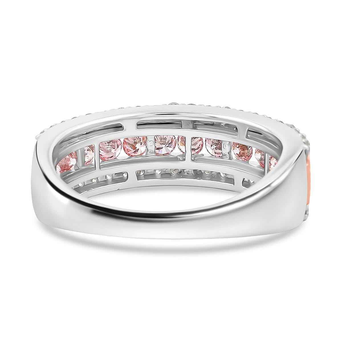 Luxuriant Lab Grown Pink Diamond (IR) and Lab Grown Diamond VS 1.00 ctw Ring in 14K White and Rose Gold (Size 6.0) image number 4