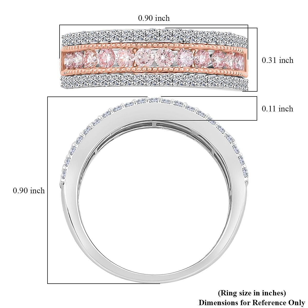 Luxuriant Lab Grown Pink Diamond (IR) and Lab Grown Diamond VS 1.00 ctw Ring in 14K White and Rose Gold (Size 6.0) image number 5