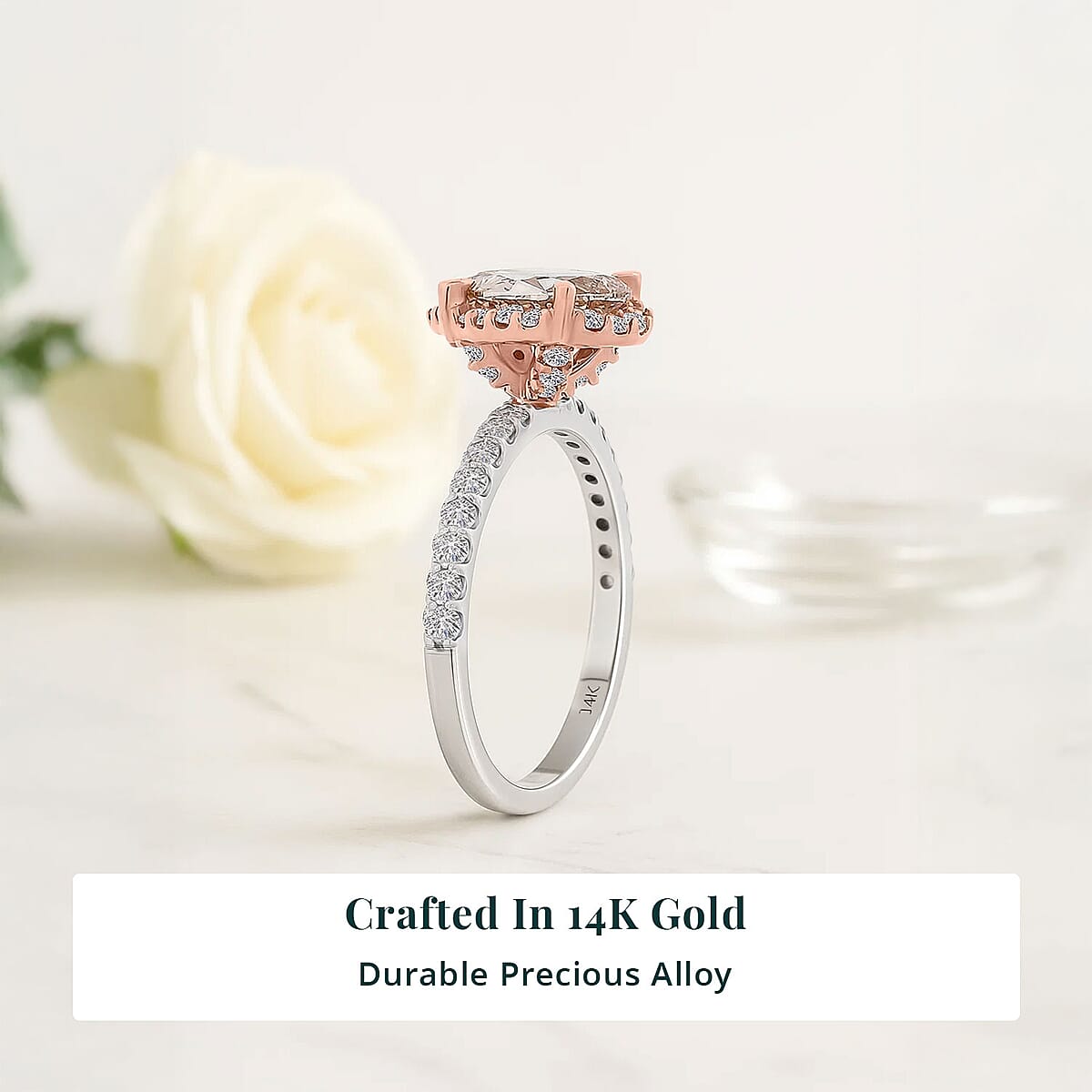 Luxuriant Lab Grown Pink Diamond (IR) and Lab Grown Diamond VS 1.50 ctw Ring in 14K White and Rose Gold (Size 10.0) image number 2
