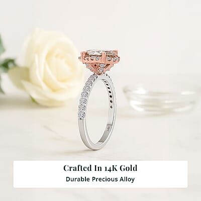 Luxuriant Lab Grown Pink Diamond (IR) and Lab Grown Diamond VS 1.50 ctw Ring in 14K White and Rose Gold (Size 10.0)