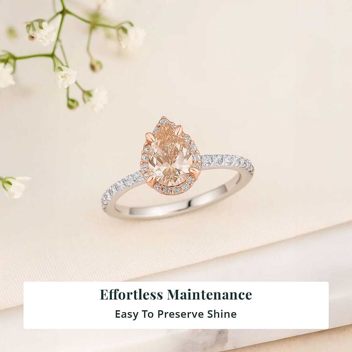 Luxuriant Lab Grown Pink Diamond (IR) and Lab Grown Diamond VS 1.50 ctw Ring in 14K White and Rose Gold (Size 5.0) image number 5