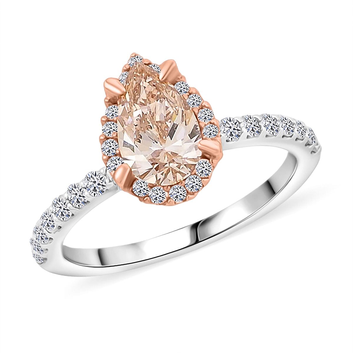 Luxuriant Lab Grown Pink Diamond (IR) and Lab Grown Diamond VS 1.50 ctw Ring in 14K White and Rose Gold (Size 6.0) image number 0